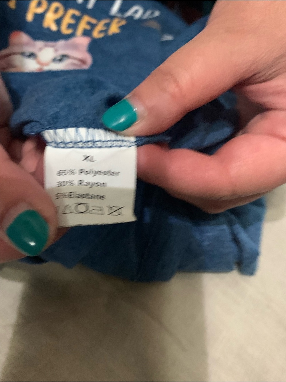 Women’s Blue Graphic Tank Top with Cat Print - Picture 6 of 6